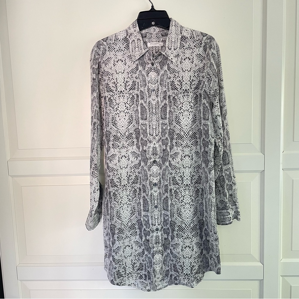 Equipment 100% Silk Snake Python Print Button Dow… - image 2